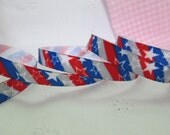 2 Yards Grosgrain Ribbon 3/8" Stars and Stripes Forever Fourth of July Patriotic USA