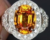 The Ring Stone Silver 925 Sterling Yellow Golden Sapphire 3.2 G.
