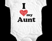 I Love (Heart) my Aunt onesie or shirt - Printed on Baby Onesie, Toddler shirts