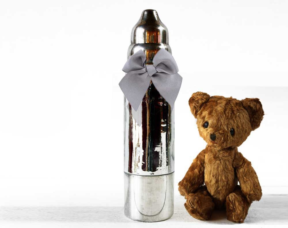 LOVELY Antique French  Metal BABY BOTTLE - in its original box - Paris 1937