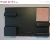ON SALE Corkboard Mail and Magazine Organizer Chalkboard with Key Hooks