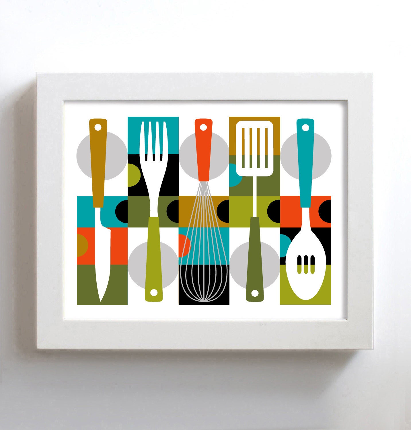 Mid Century Modern Kitchen Art Decor Retro Kitchen Cooking Art