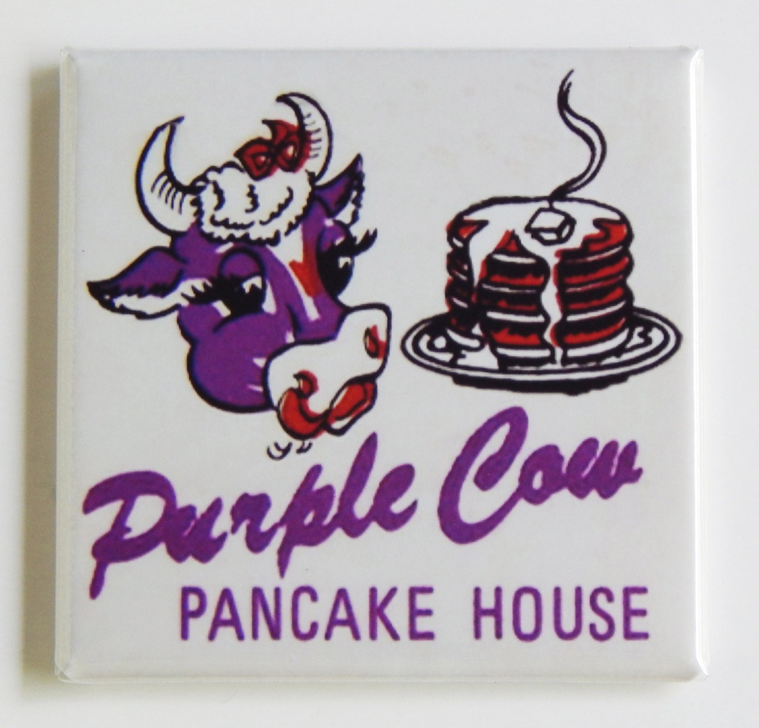 Purple Cow Pancakes Fridge Magnet