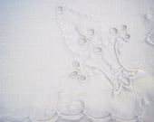 Vintage Set of Four White on White Madeira Embroidered Napkins - WillowCreekShoppe