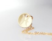 Tiny 1/2 inch MONOGRAMMED Initials & Zodiac 14k Gold filled pendant charm Necklace - Gift for her- Birthday - Personalized on both sides