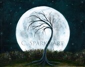 10x7 PRINT of Moonlit Dance Acrylic Painting