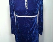Vintage Sixties Mini Babydoll Grunge Kinderwhore Blue Velvet Peter Pan Collar Mod GoGo Nineties Mini Dress