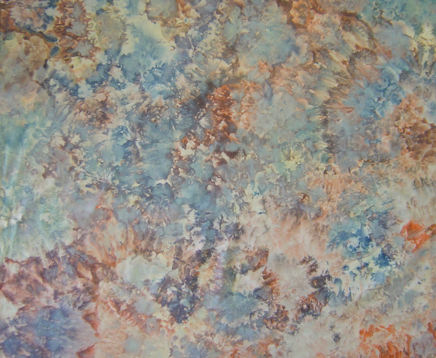 Ice Dyed  Fabric, Hand Dyed Quilt Cotton, Volcanic Explosion, 1 Yard (LS)
