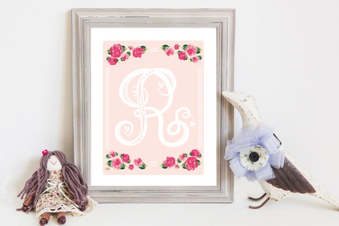 Though Very Humble : Custom Vintage Rose Monogram Print