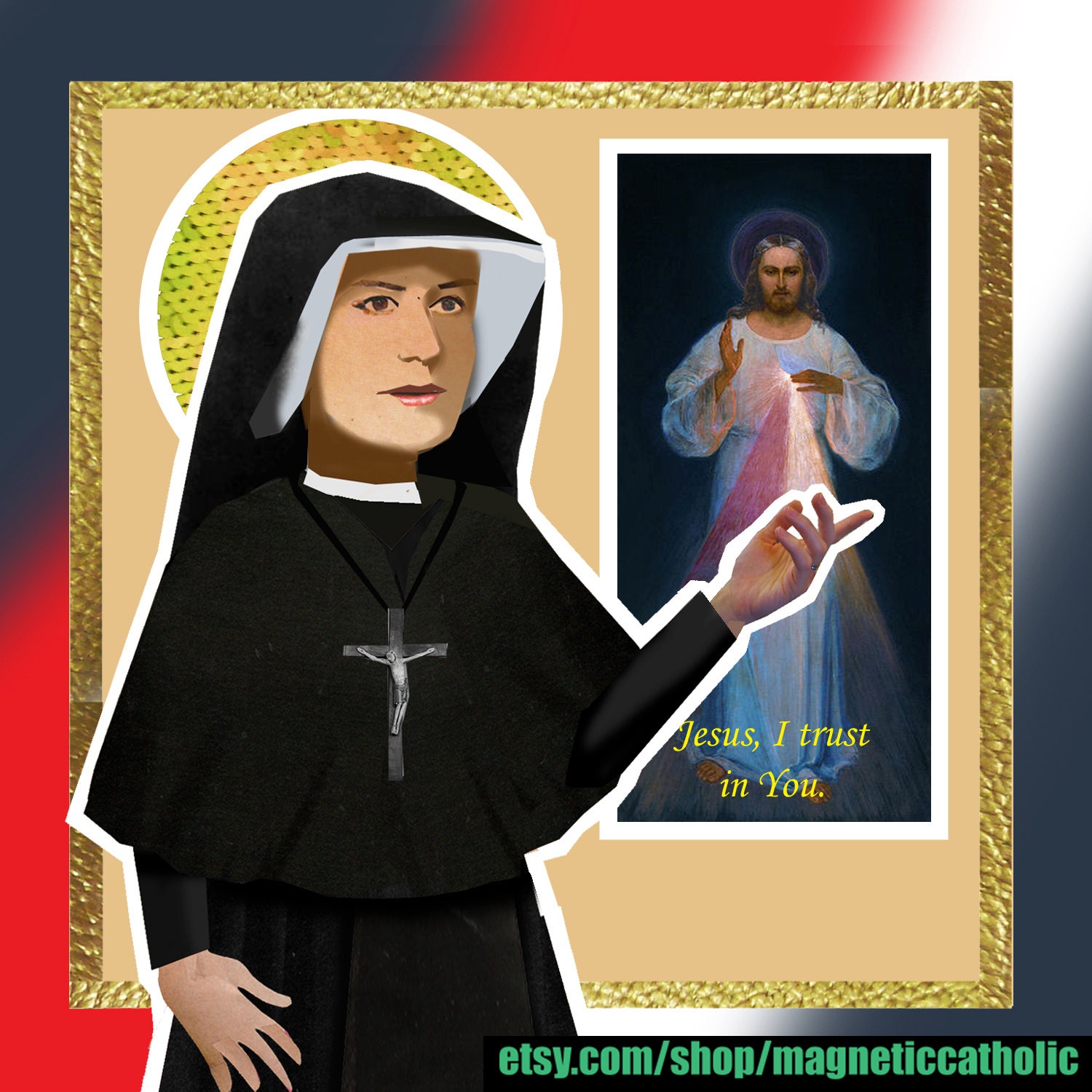 St. Faustina Catholic saint magnetic paper doll