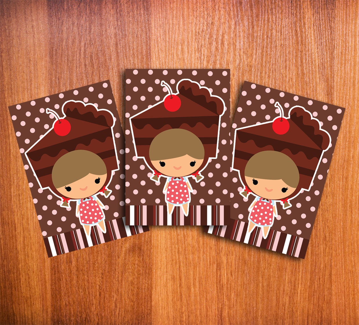 Chocolate Cake Girl Postcard set