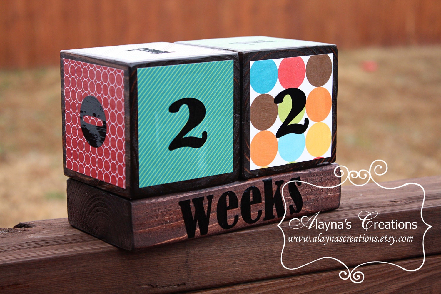 Pregnancy Countdown Blocks in Bright Colorful Prints
