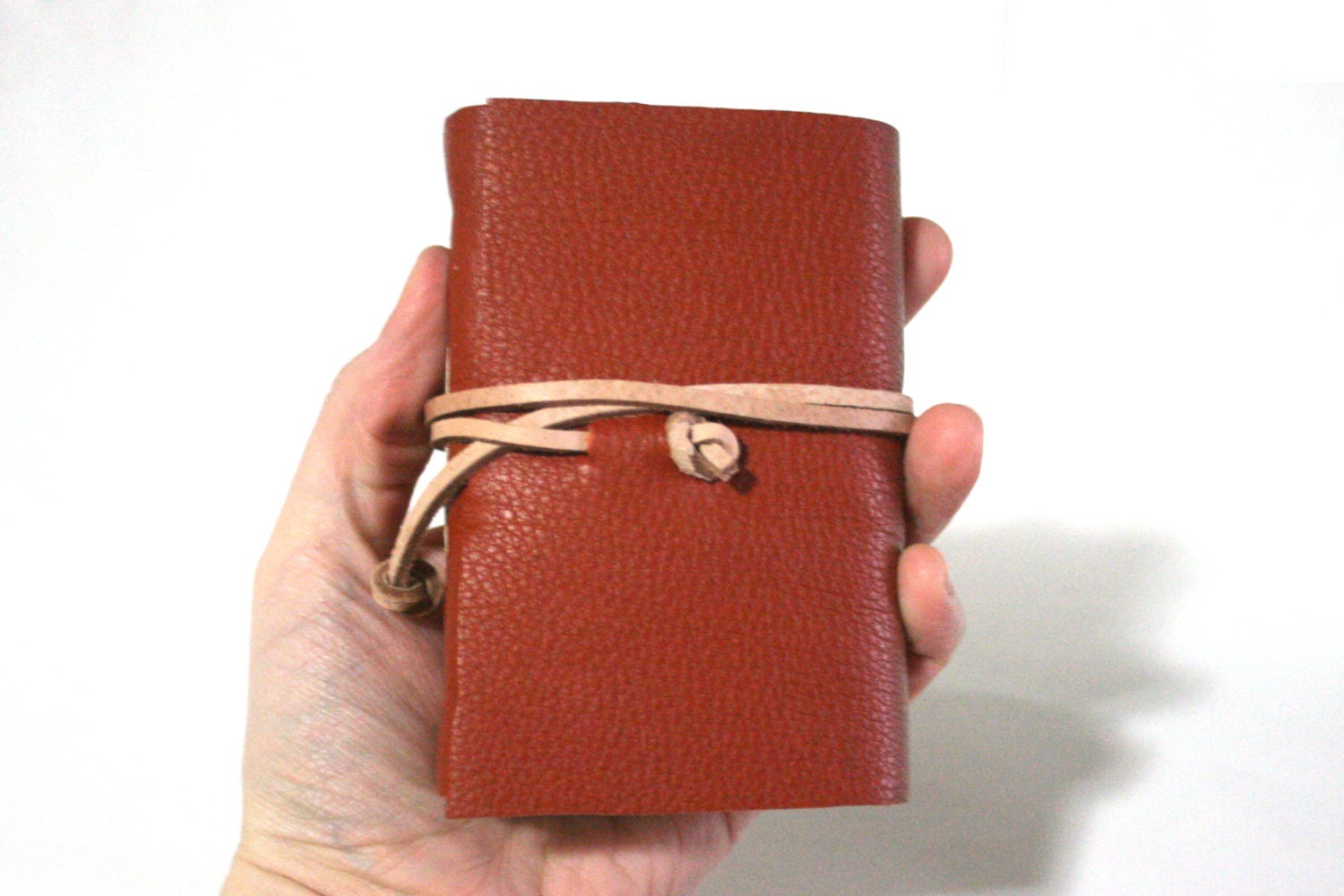 Leather Journal, Orange, Hand-Bound 3 x 4.5 Journals by The Orange Windmill