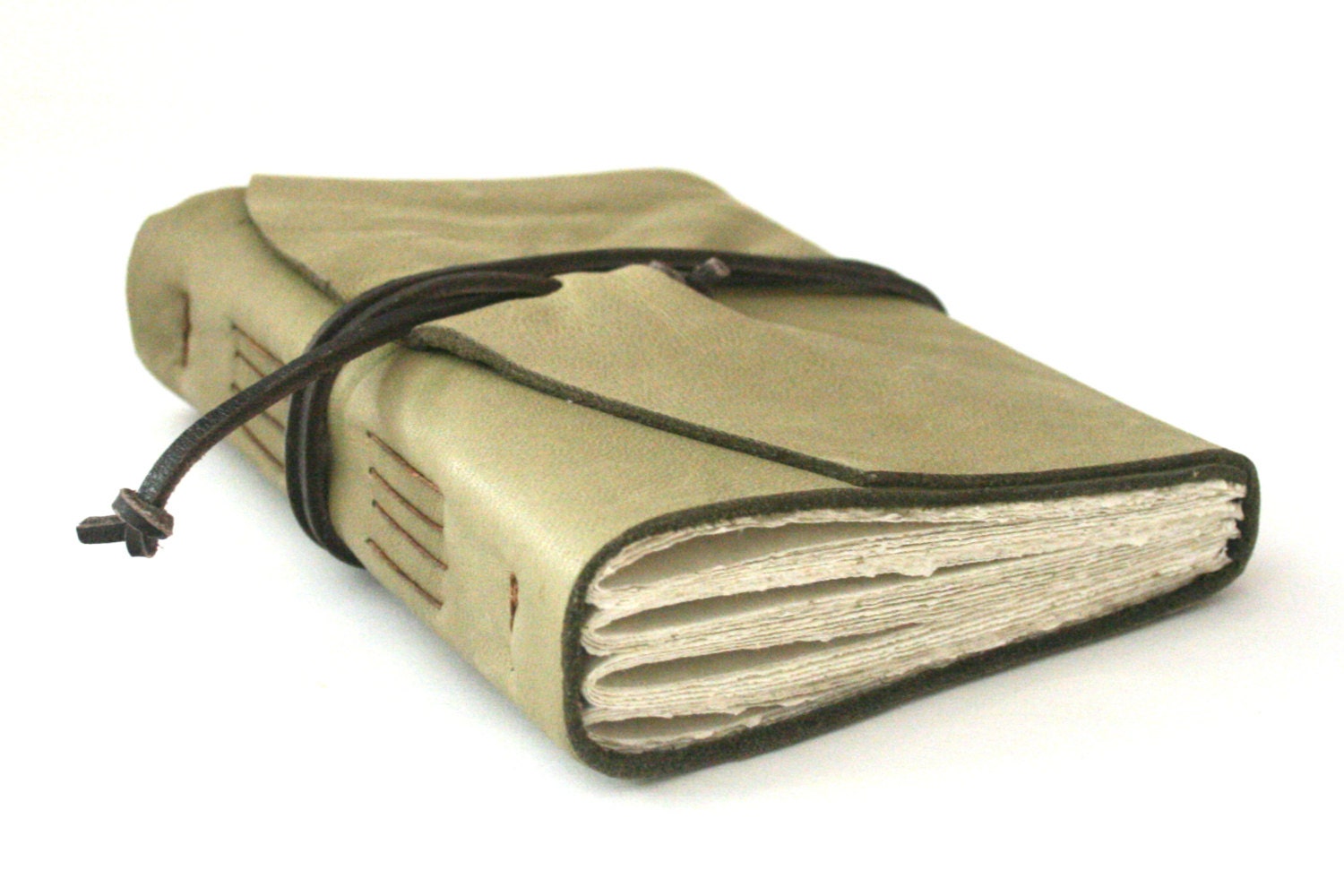 Leather Journal, Light Green, Hand-Bound 4.5 x 6 Journal by The Orange Windmill on Etsy