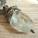 Wire Wrapped Necklace - Green Amethyst, Original Faceted Prasiolite on Bronze Chain, Light Green Gemstone Pendant