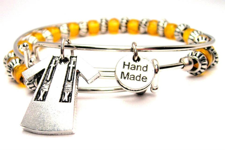 Priest Robe Set of two beaded bangles charm bracelet