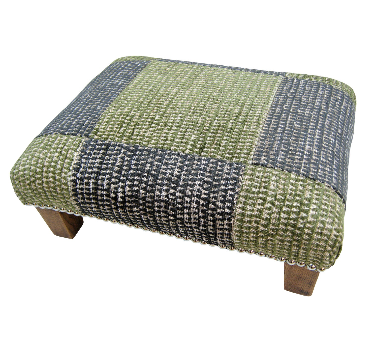 Patchwork Footstool Green & Brown