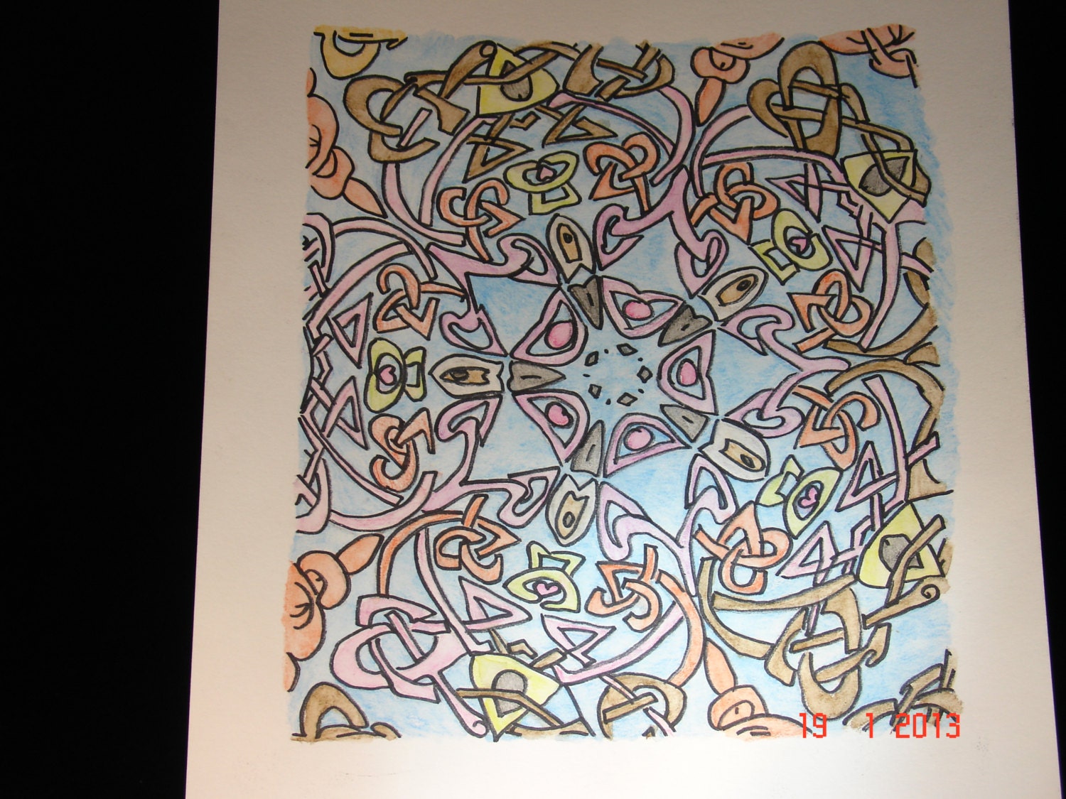 SALE Fancy design original signed watercolor