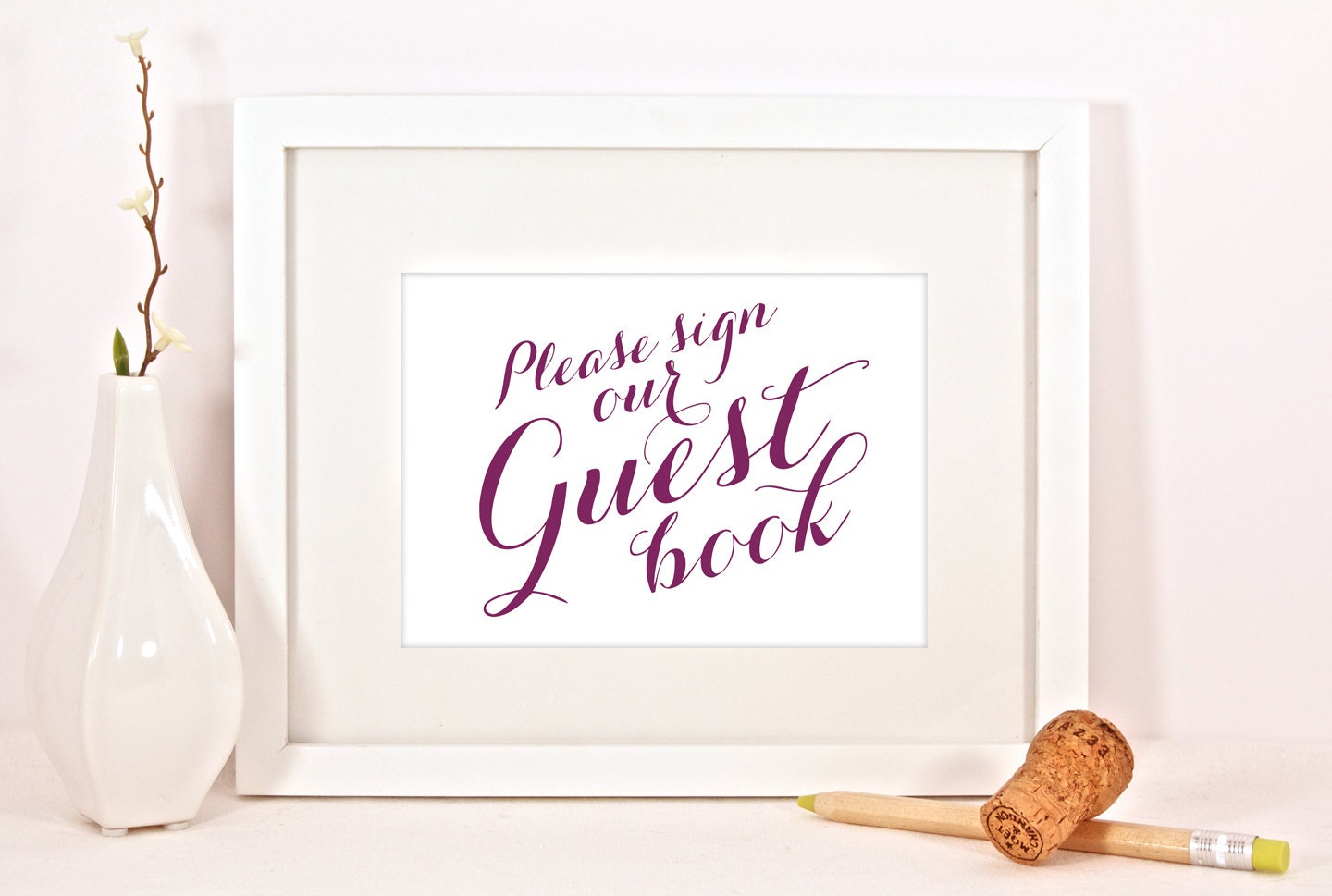 Calligraphy Guest book sign for wedding or party 5 x 7"
