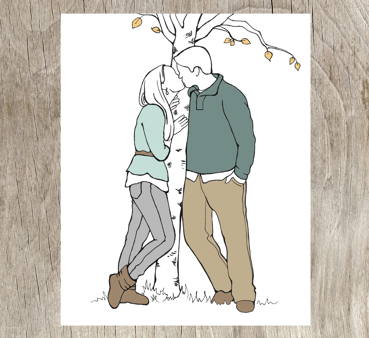 Custom Illustrated Couple Portrait from your Photo, DIGITAL FILE 8x10 art portrait drawing, custom clipart, couple, anniversary gift