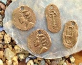 Small Bronze Sphinx and Lock and Key Charm Set
