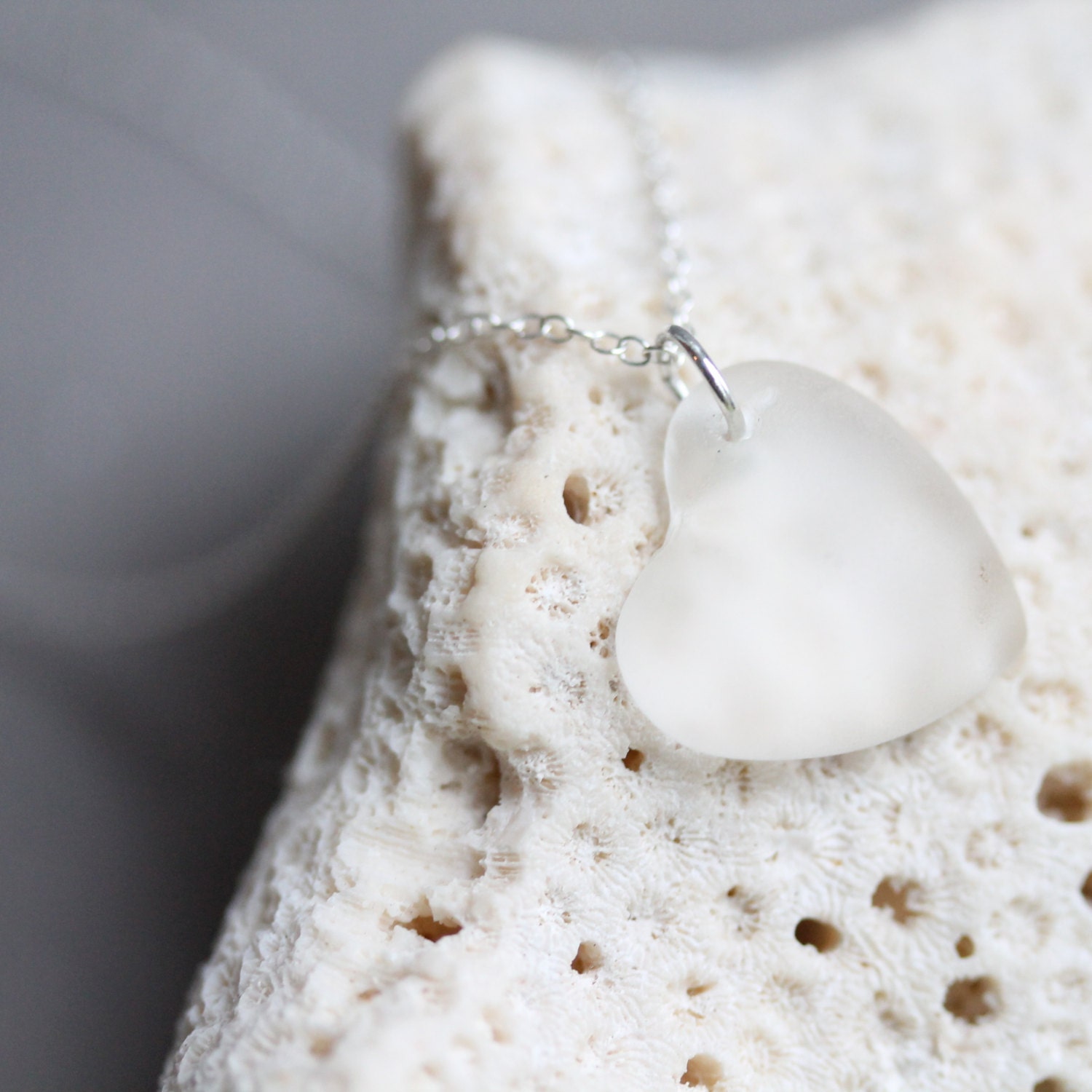 Heart of Glass Necklace on Sterling SIlver - Large