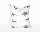 18" x 18" Decorative Throw Pillow / Accent Cushion Cover (Indoor) (Grey Dinosaur)