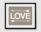 LOVE arrow cupid wedding anniversary baby poster print / Inspirational Quote / Custom Choose Your Color / 8x10 / Wall Art
