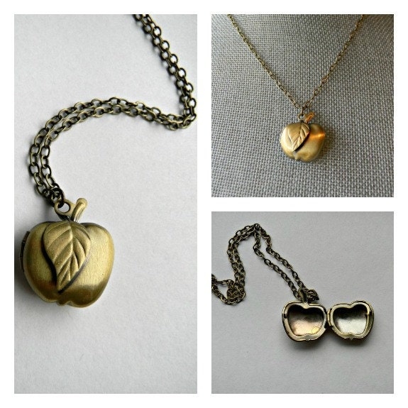 Perfect Teacher Gift Sweet Apple Locket Necklace