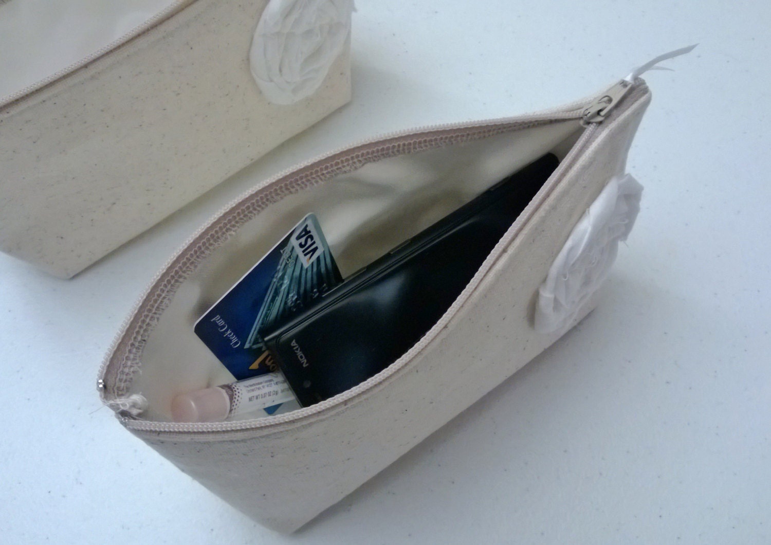 Linen Country Wedding Clutch Purse, Linen, Bridesmaid Gift - Set of 3