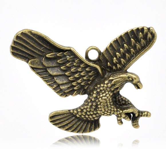 Eagle Antique Bronze Charm Pendant  32x24mm  5pcs -Ships Immediately from California - BC551