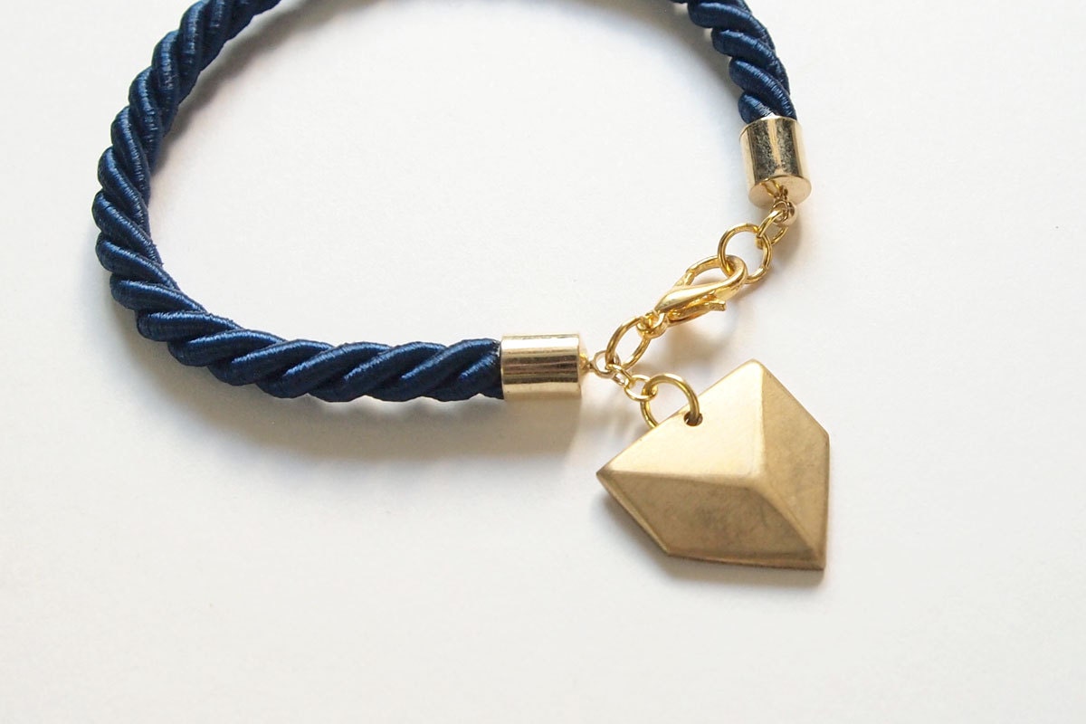 NEW Nautical Rope Bracelet : Spring Jewelry - Navy Rope Bracelet with a Chevron Charm