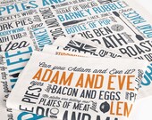 Cockney Rhyming Slang Tea Towel (Dish Cloth)