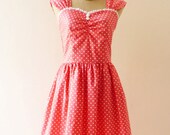 Vintage Inspired Dress Pink Dress Polka Dot Wide Strap Party Bridesmaid Tea Dress Wedding Cocktail Day Dress Princess's Spell Size XS,S,M,L