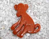 Vintage Plastic monkey Brooch pin brown ape