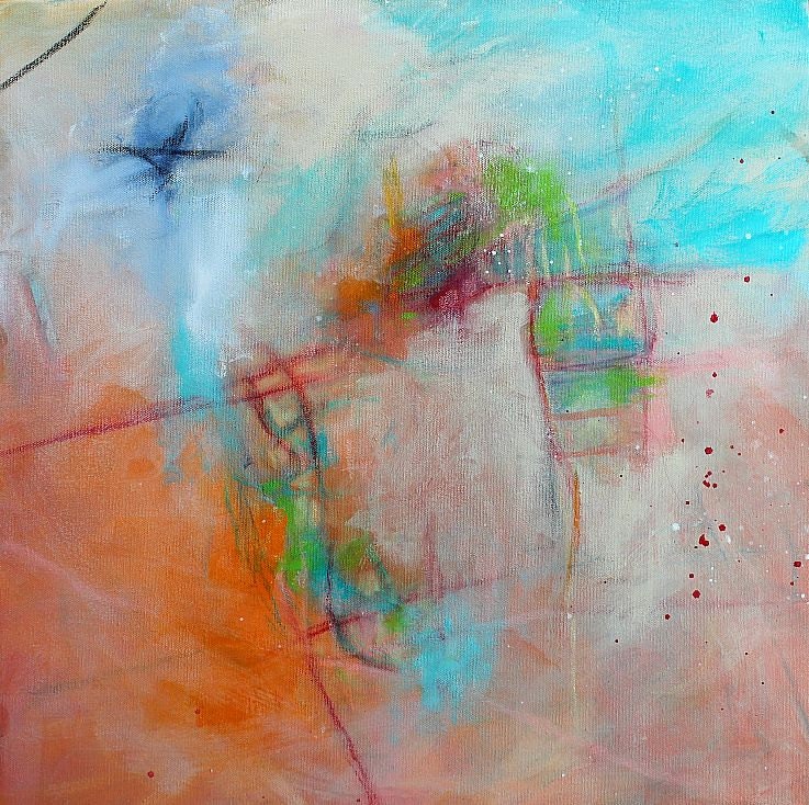 Acrylic Painting on Canvas Modern Art "Tangerine Sky"