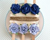 Photo and Note Garland Kit--Blue Flowers and Clothespins