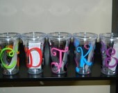 Initialed Unique Personalized Acrylic Tumbler/Cup with lid & straw Great gift idea..teachers, caregivers, employees, boss