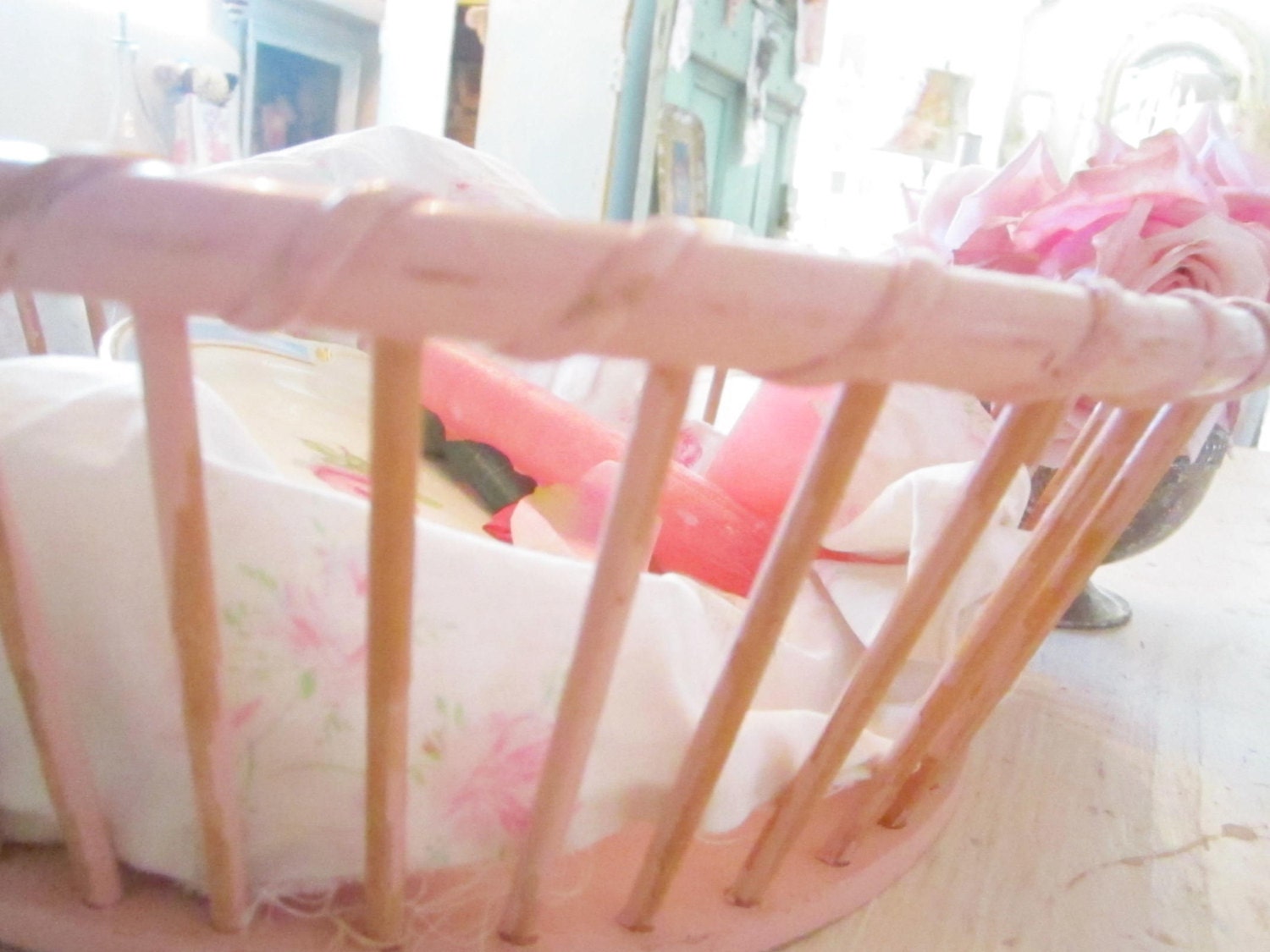 shabby chic pink  basket cottage prairie vintagewhitecottage