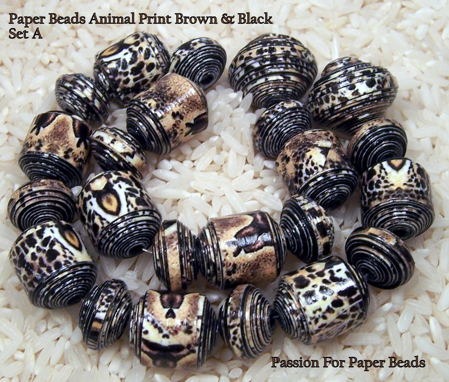 Paper Beads Animal Print Brown & Black Set A