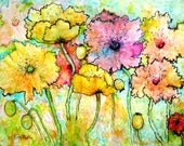 Pastel Poppies, Flowers, soft colors, Fine  Art  GICLEE Print from my Original  Painting - ebsq Artist Ricky Martin - FREE SHIPPING