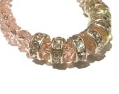 Crystal bridal bracelet bracelett stretch wedding sparkly sparkle bridesmaid Faceted Pink Swarovski style Iridescent