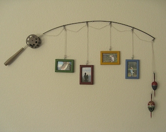 Fishing Pole Picture Frame - Metal Brown - 4 Frames