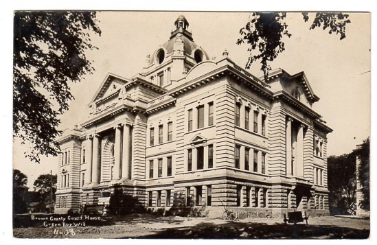 Vintage Real Photo Postcard Brown County Court House Green Bay Wisconsin 1940s EKC