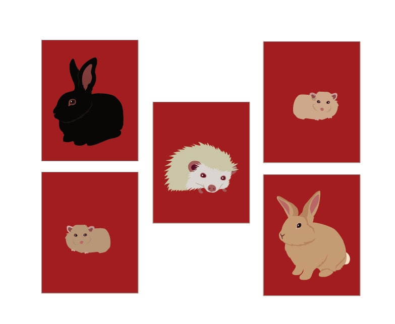 FIVE Pets in 5 Separate Custom Portraits (Multiple Pet ADD-ON Discount)