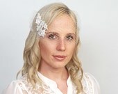 Bandeau Birdcage Blusher Veil with Lace, Bridal Birdcage Veil by VelvetTeacup