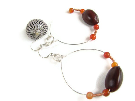 Sea Beans Earring  - Beaded Seed Hoops,  EcoFriendly Jewelry