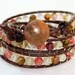 Triple wrapped bracelet watermelon tourmaline 3x wrap distressed leather pink beads indian head penny button