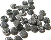 Tree Agate, Black Puff Coins bead destash