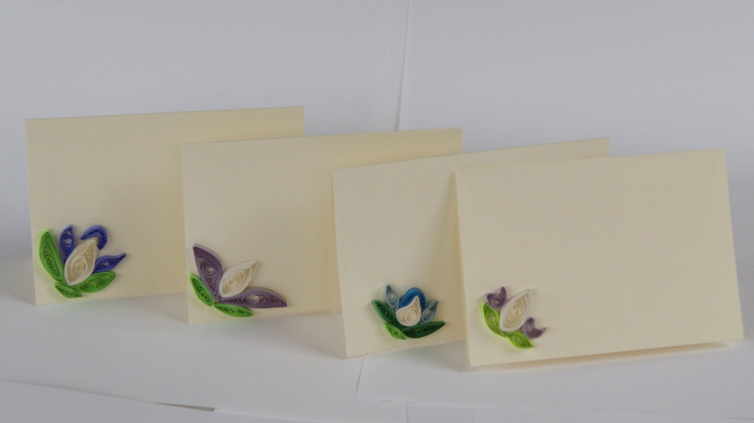 Quilled Purple Flower Cards, Set of 4 Greeting Cards